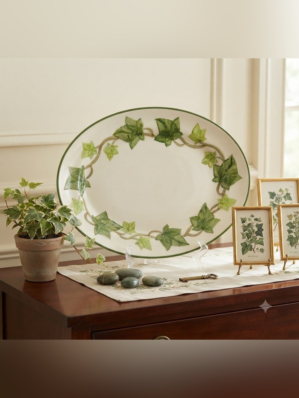 Vintage 1950’s Franciscan Cream and Green Ivy Oval Platter